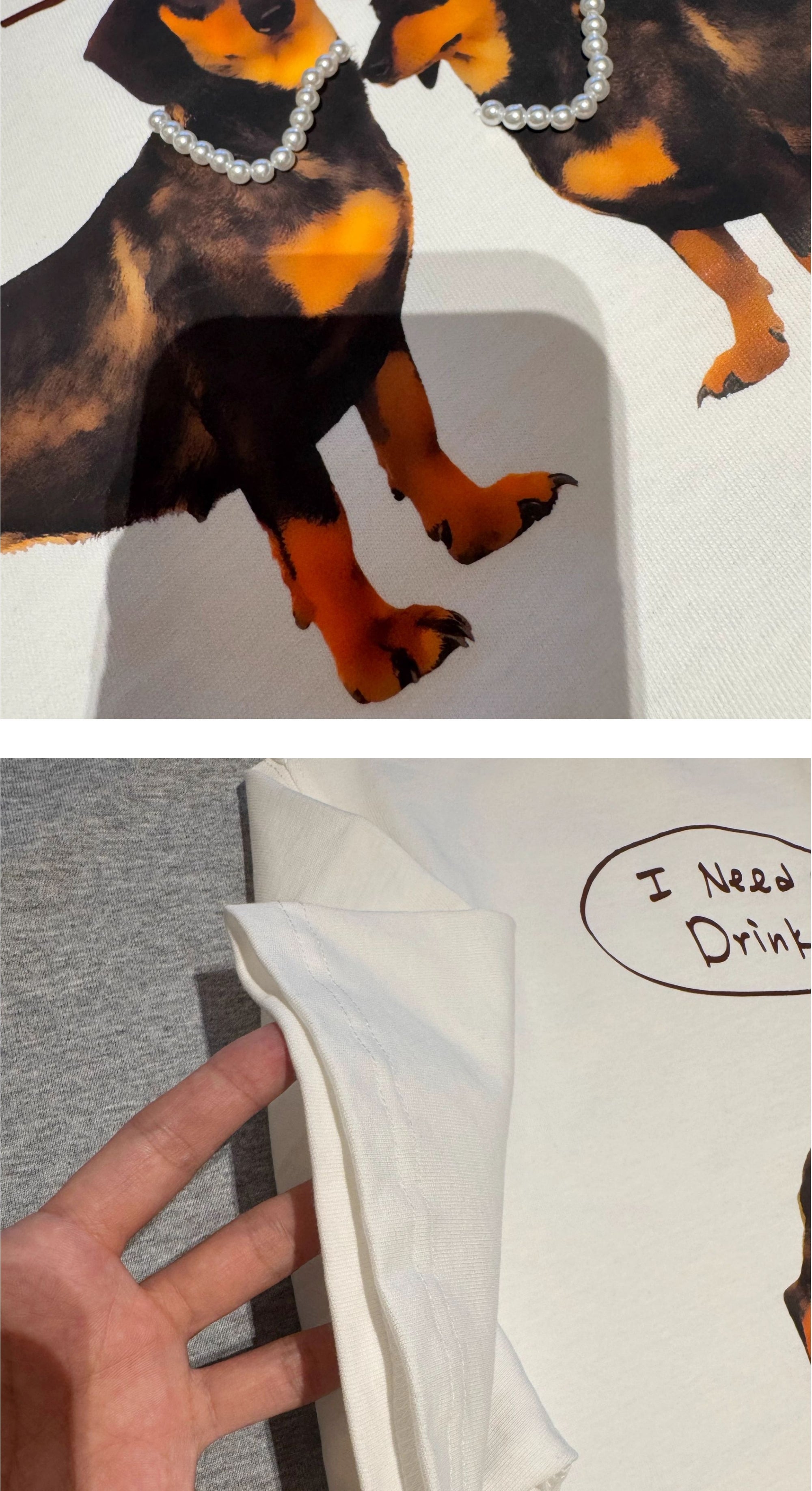 JENNIE Style One-Shoulder Oversized Dachshund Cotton Tee