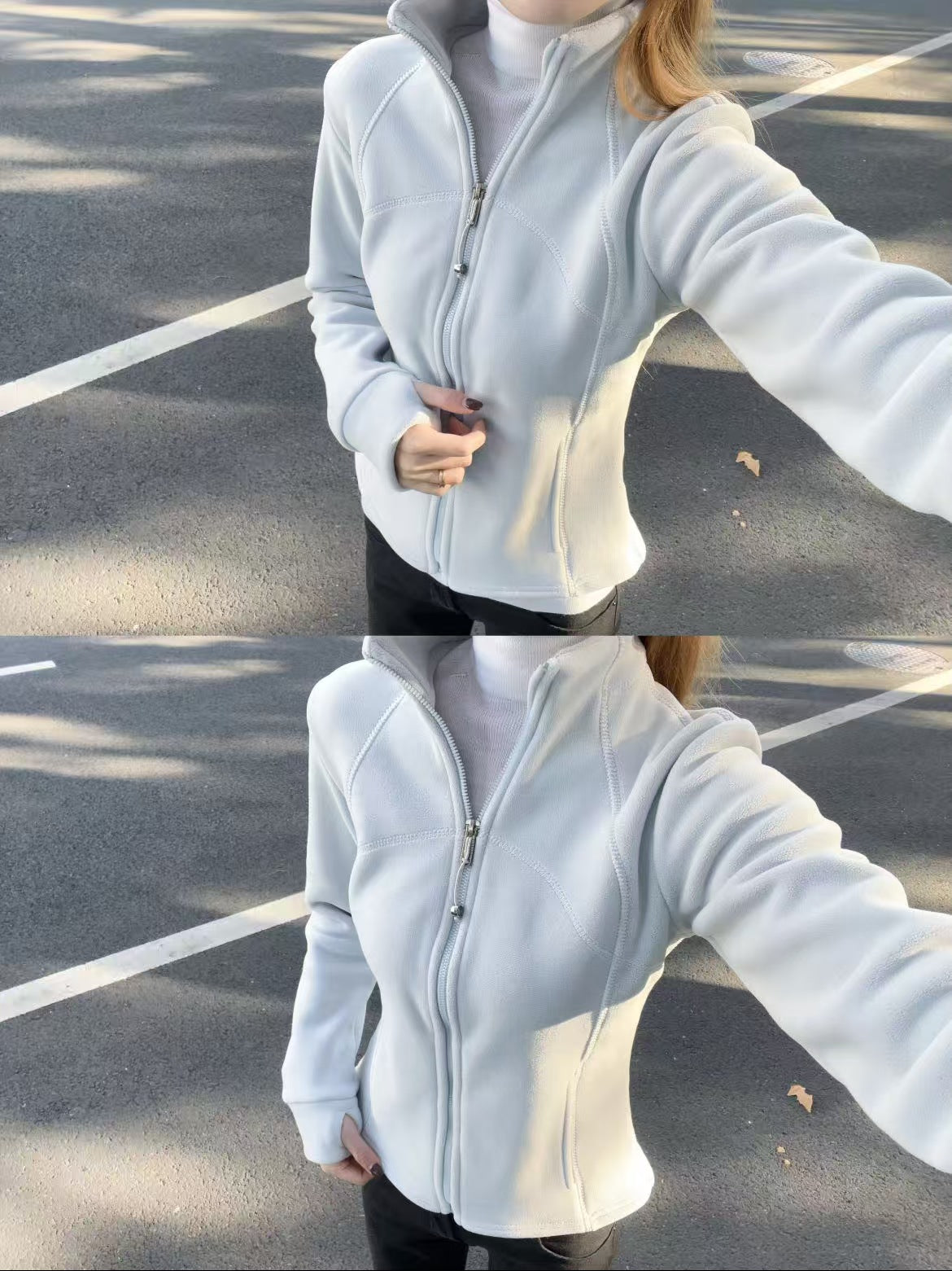 Double-Sided Thickened Fleece Waist-Cinching Top