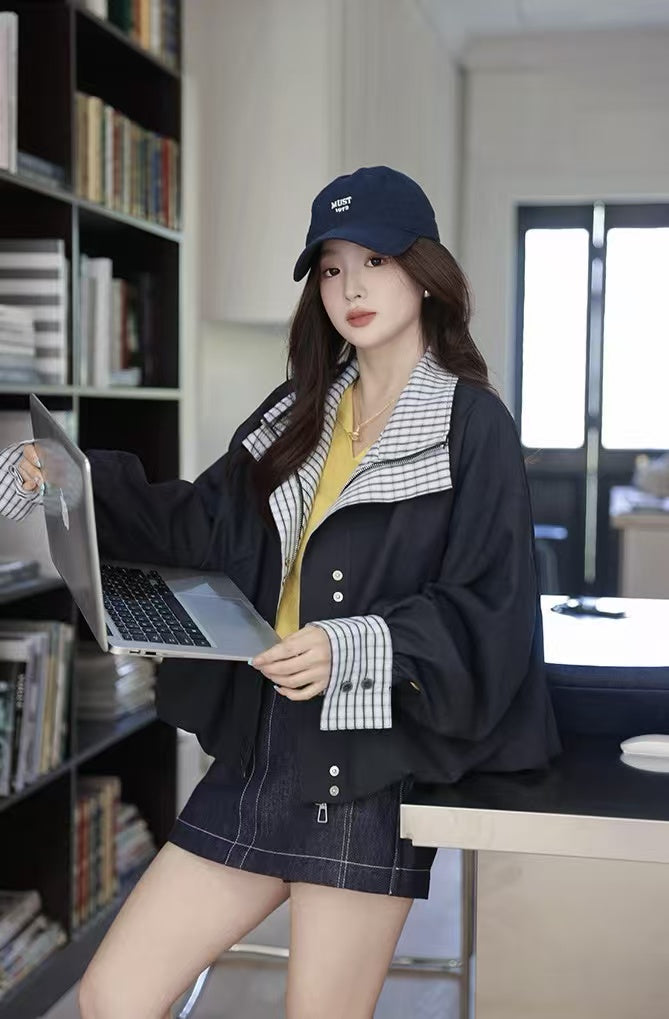 American Vintage Plaid Patchwork Jacket