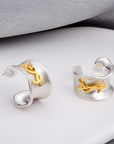 Irregular Letter 925 Silver Stud Earrings