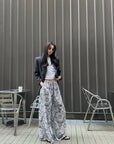 Island Style Elastic High-Waist Wide-Leg Pants