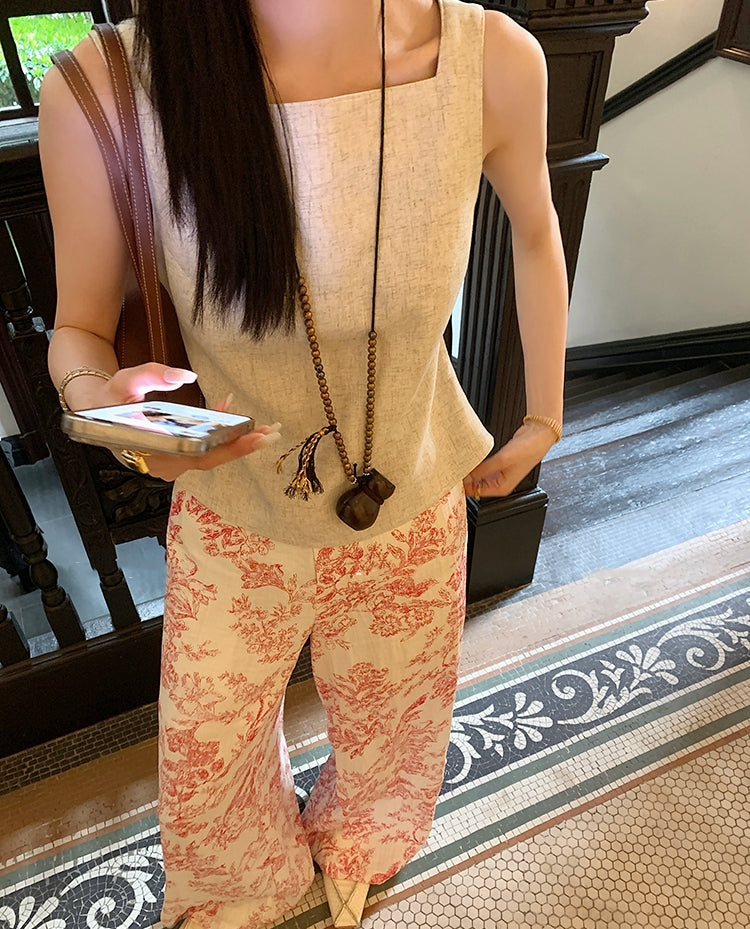 Vintage-Inspired Tie-Back Vest &amp;amp; Pants Set