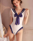 Crotchless Hands-Free Sexy Bodysuit Lingerie (with Fishnet Stockings)