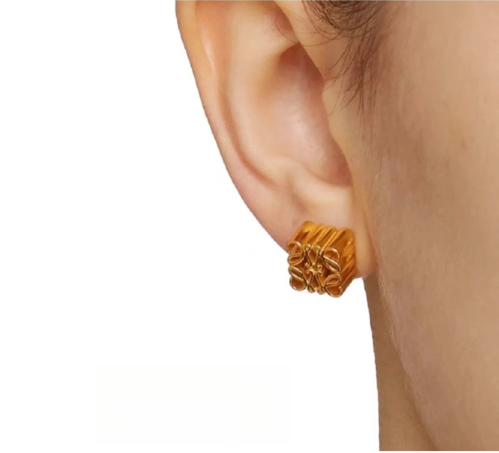 Geometric Hollow Gold 3D Stud Earrings