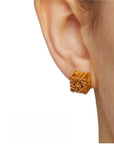 Geometric Hollow Gold 3D Stud Earrings