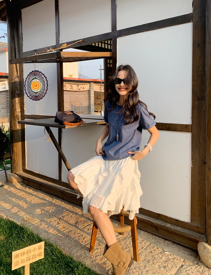 Tencel Drape Asymmetrical Skirt