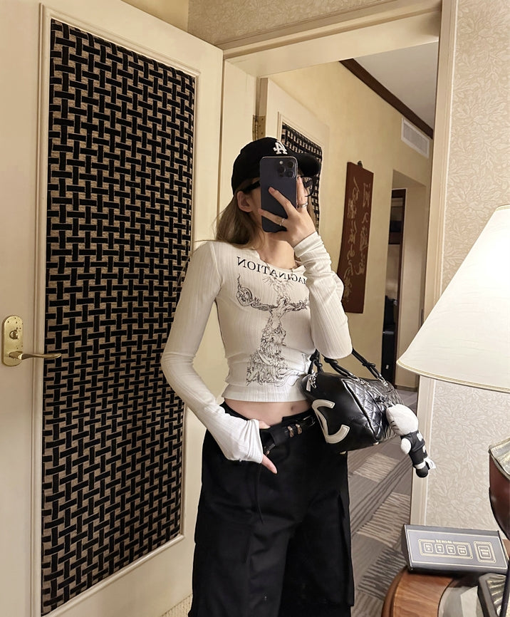 Gothic Cross Long-Sleeve Knit Top