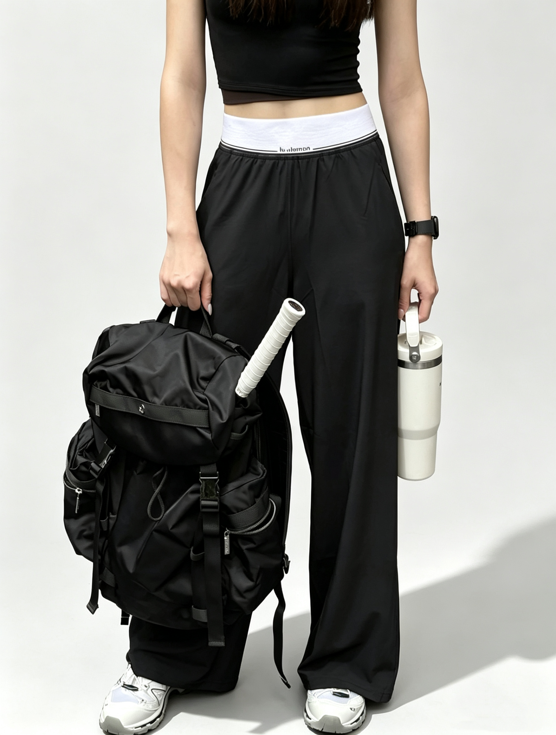 Wide Waistband Casual Wide-Leg Pants