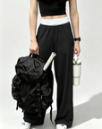 Wide Waistband Casual Wide-Leg Pants