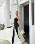 Black and White Patchwork Maxi Slip Dress
