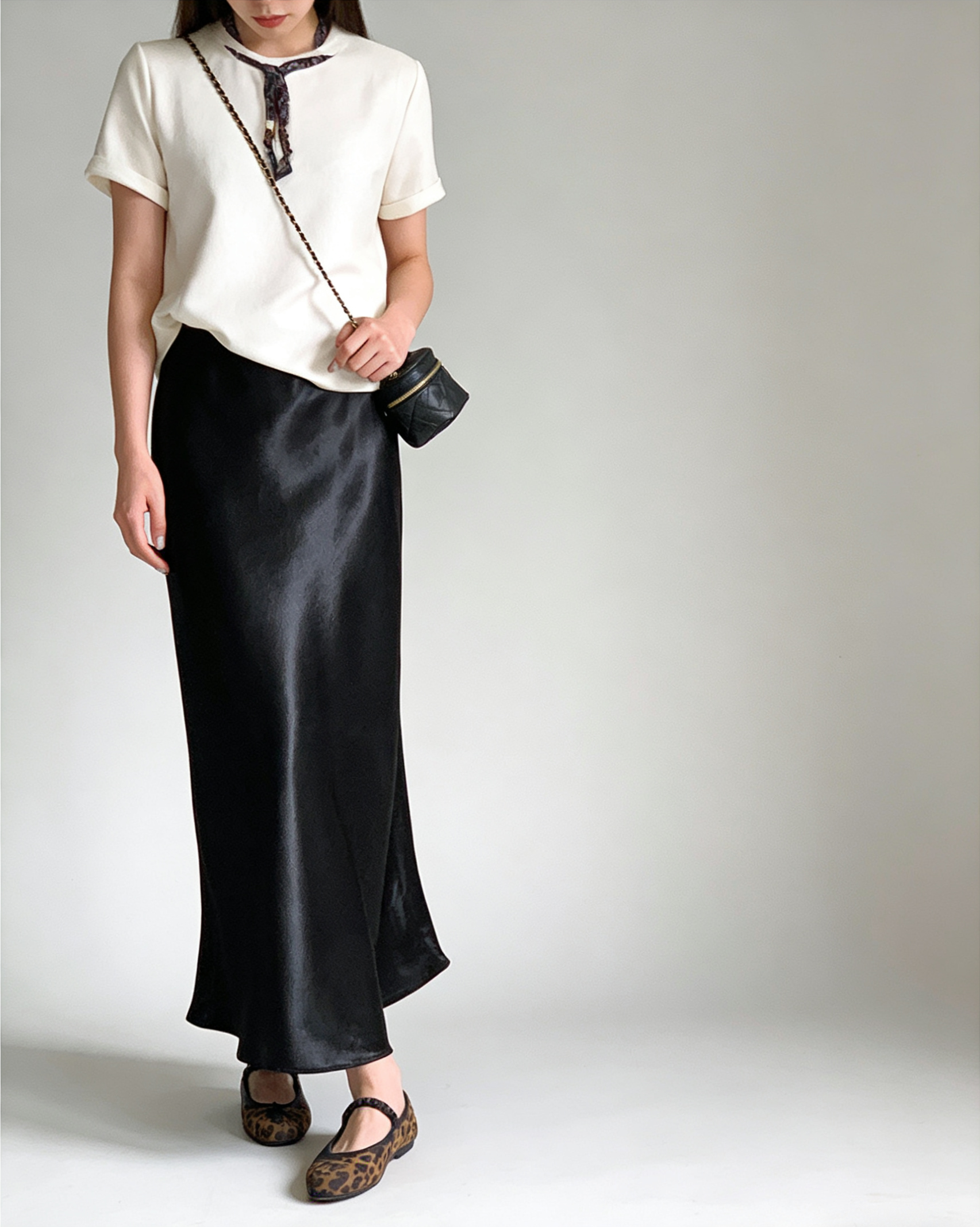 Glazed acetate satin midi skirt