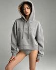 Embossed Print Hooded Sweatshirt
