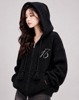 Pearl Embroidered Hooded Cardigan