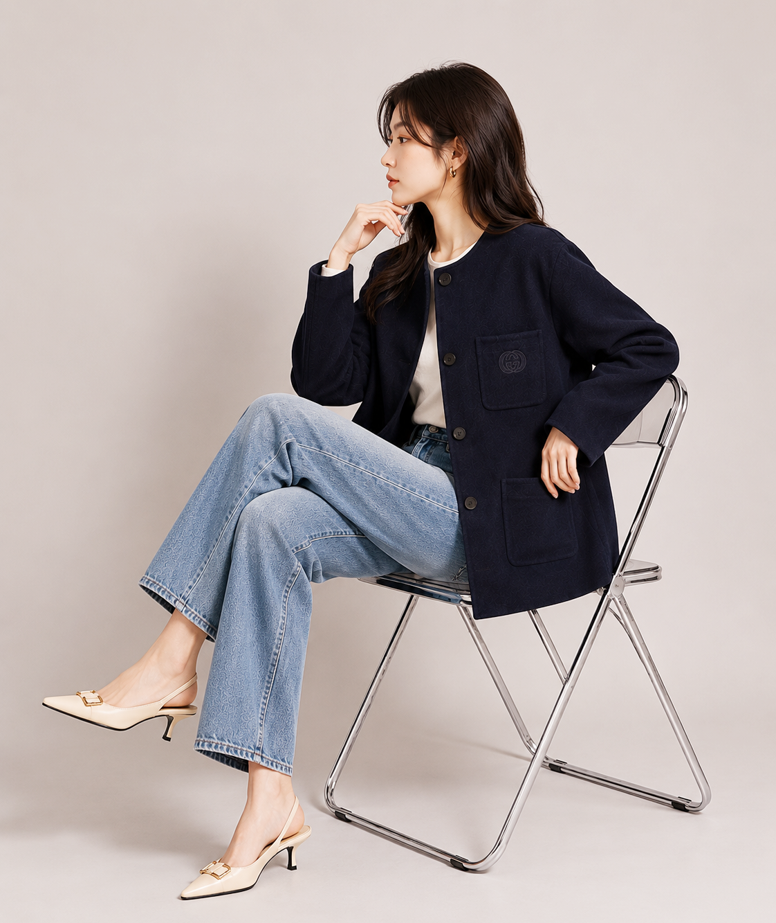 Double-Faced Wool GG Coat
