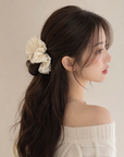 Korean-Inspired Oversized Pearl Satin Scrunchie