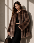 Old-Money Inspired Faux Mink Mid-Length Coat