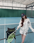 Waffle Knit Loose Hoodie Cardigan &amp; Shorts Set