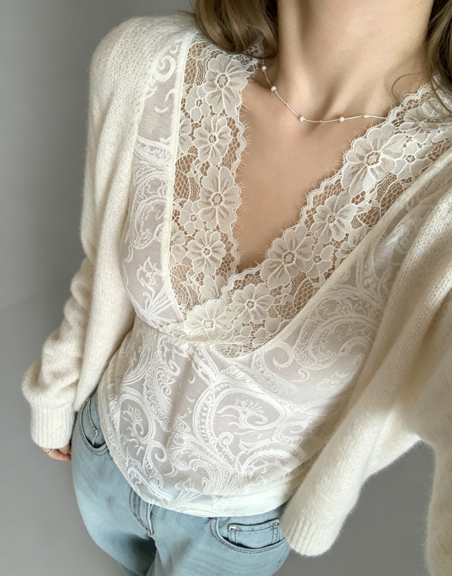 Korean Style Layered Lace V-Neck Camisole