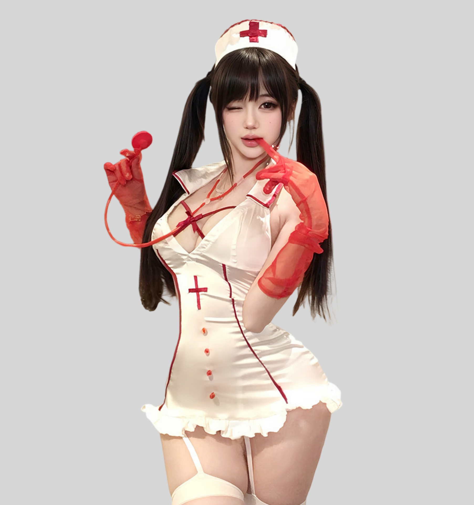 Satin Nurse Costume Mini Dress