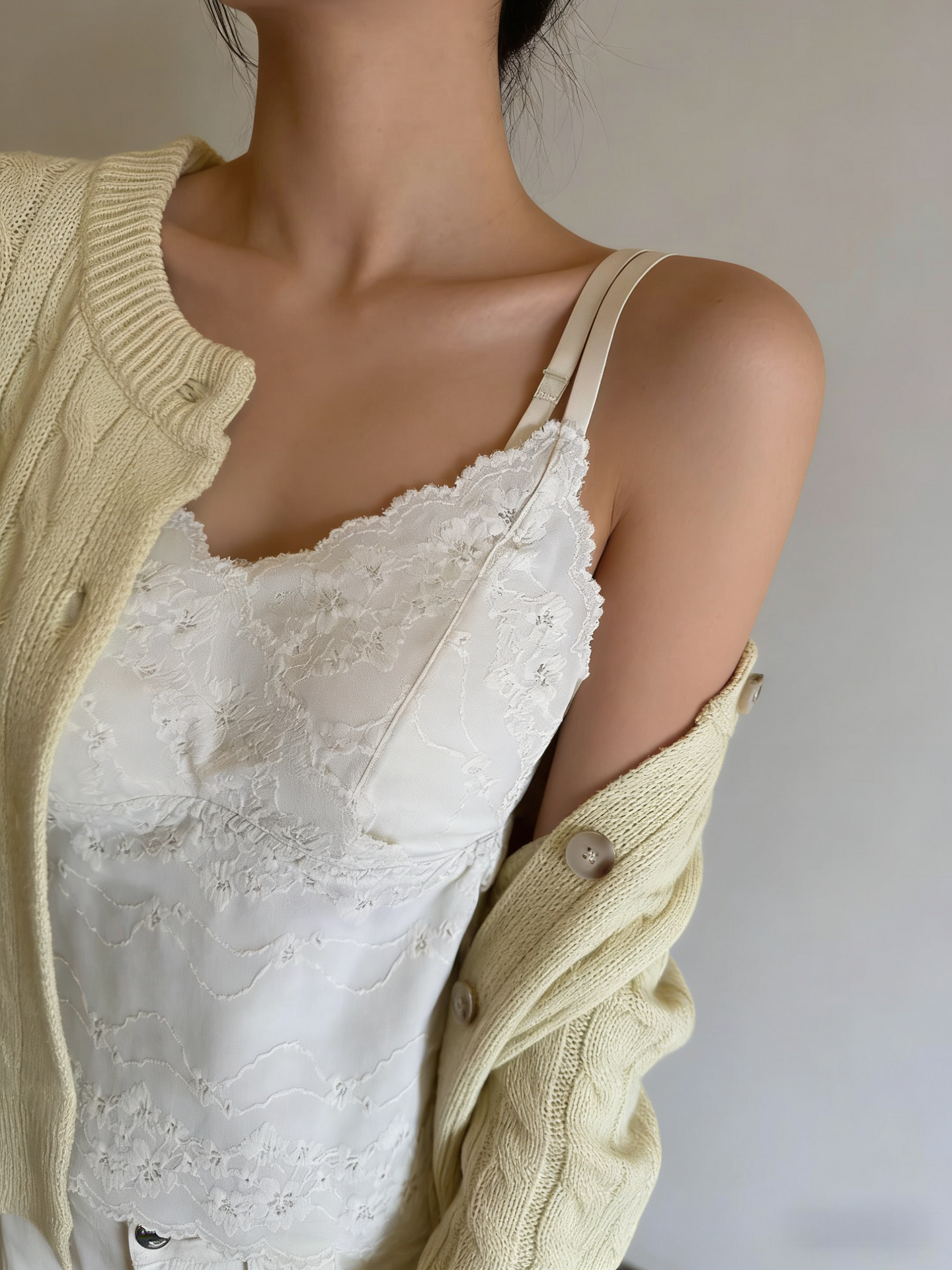 French lace camisole with built-in padded cups