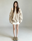Asymmetrical Shoulder Chunky Knit Sweater