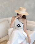 Asymmetrical One-Shoulder Contrast Knit Tank Top