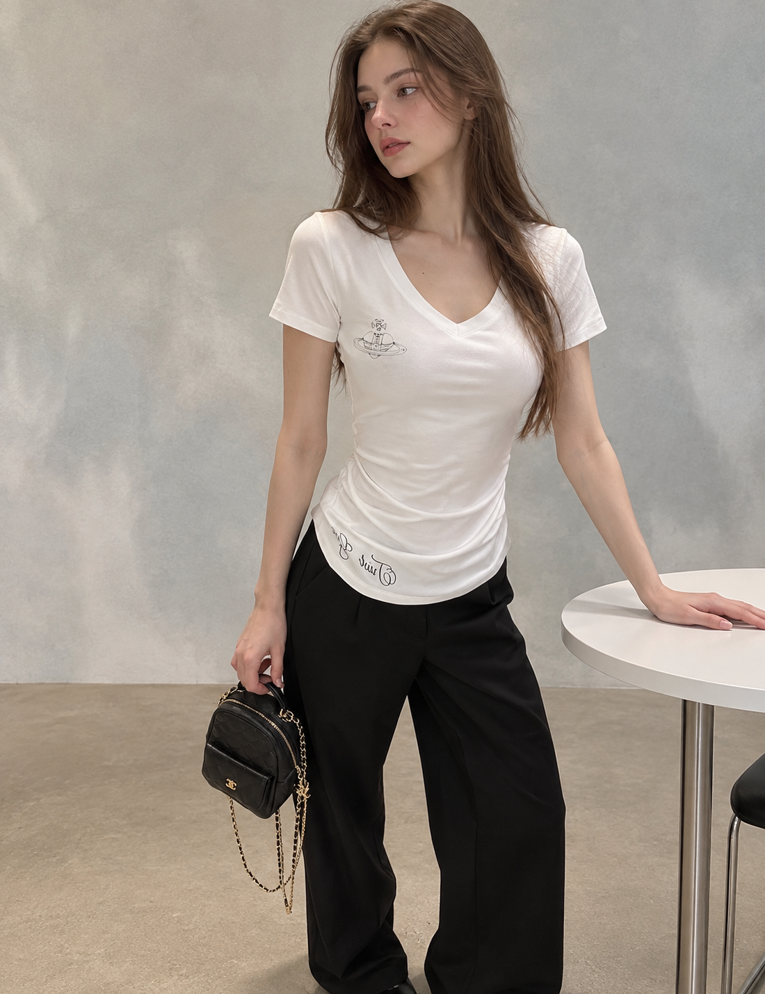 Minimalist V-Neck Fitted Top