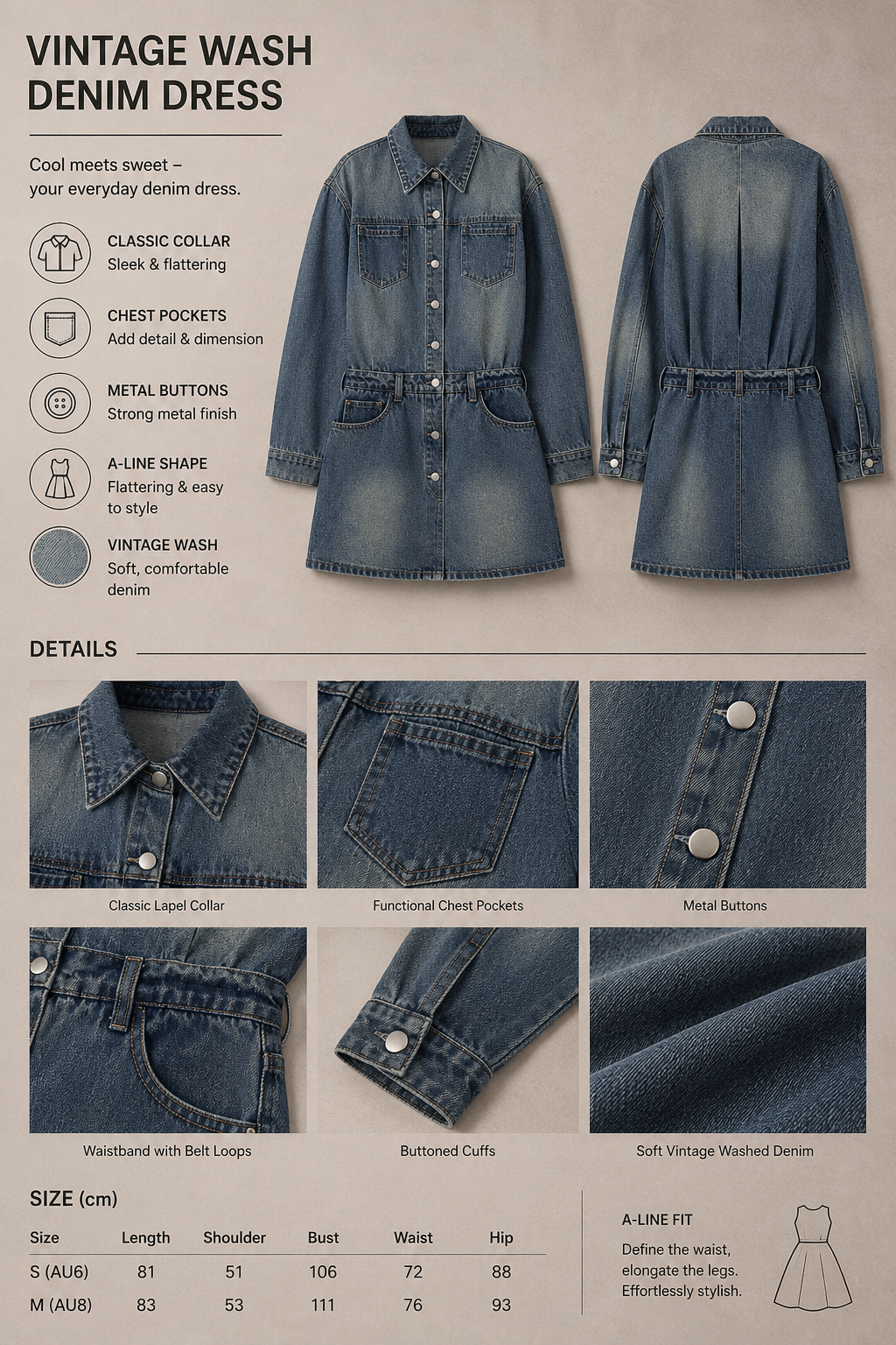 Vintage Washed Denim Dress