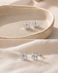925 Silver Four-Leaf Clover Rhinestone Stud Earrings