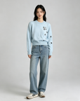 Loewe-Inspired W Embroidered Cropped Knit Sweater