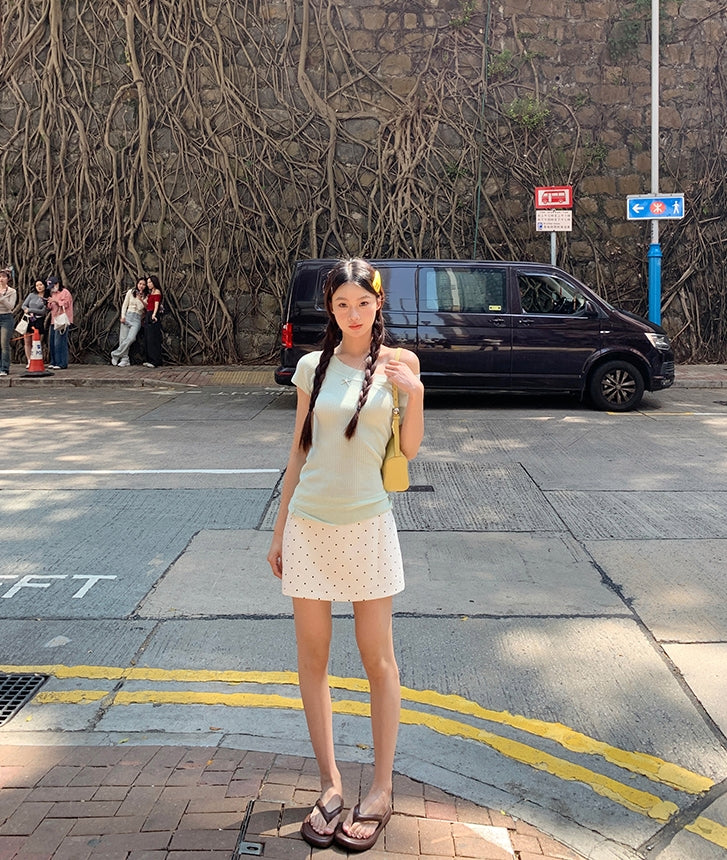 A-Line Polka Dot Mini Skirt