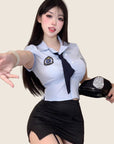 Officer-Inspired Bodycon Lingerie Set (with Stockings and hat)