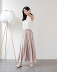 Delicate Pleated Shimmer Wide-Leg Skirt Pants