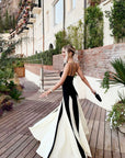 Black and White Patchwork Maxi Slip Dress