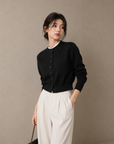 Mock Neck Layered Knit Cardigan