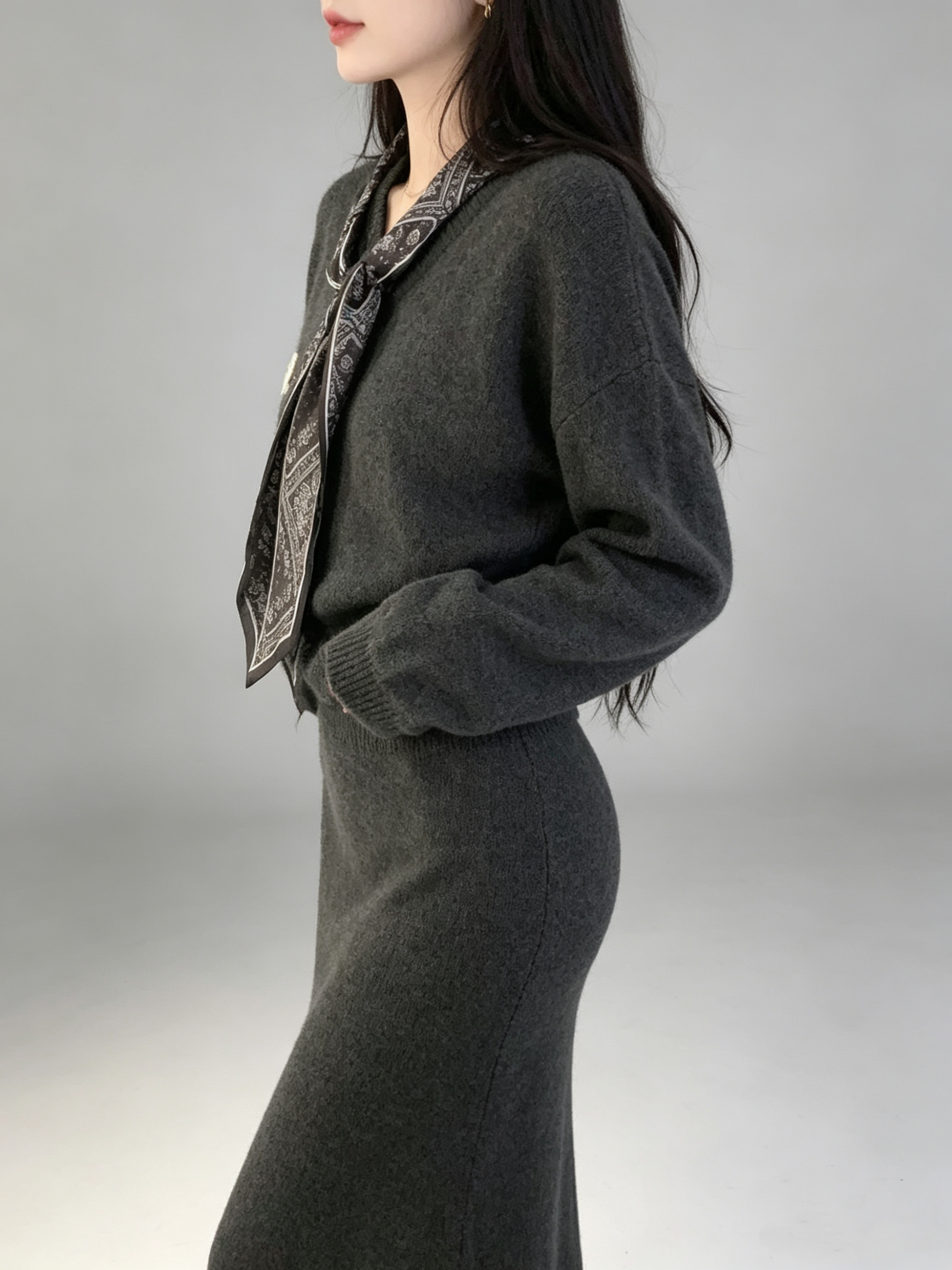 Graphite Grey Chunky Knit Set