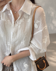 French‑style embroidered jacquard tencel shirt.