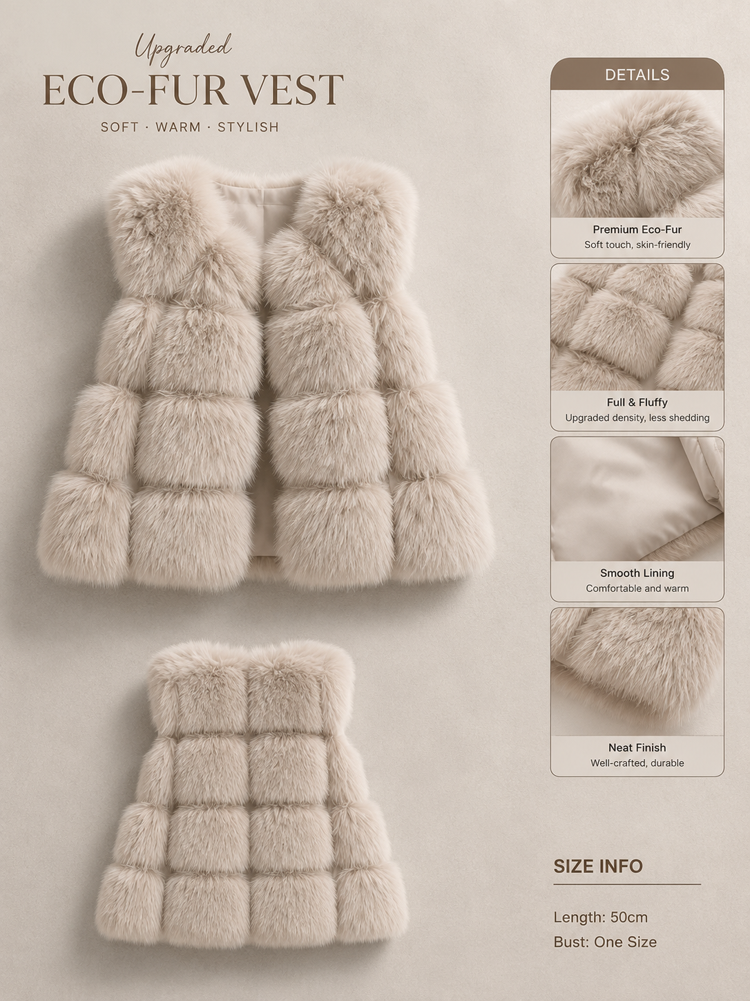 Premium Faux Fox Fur Eco Vest