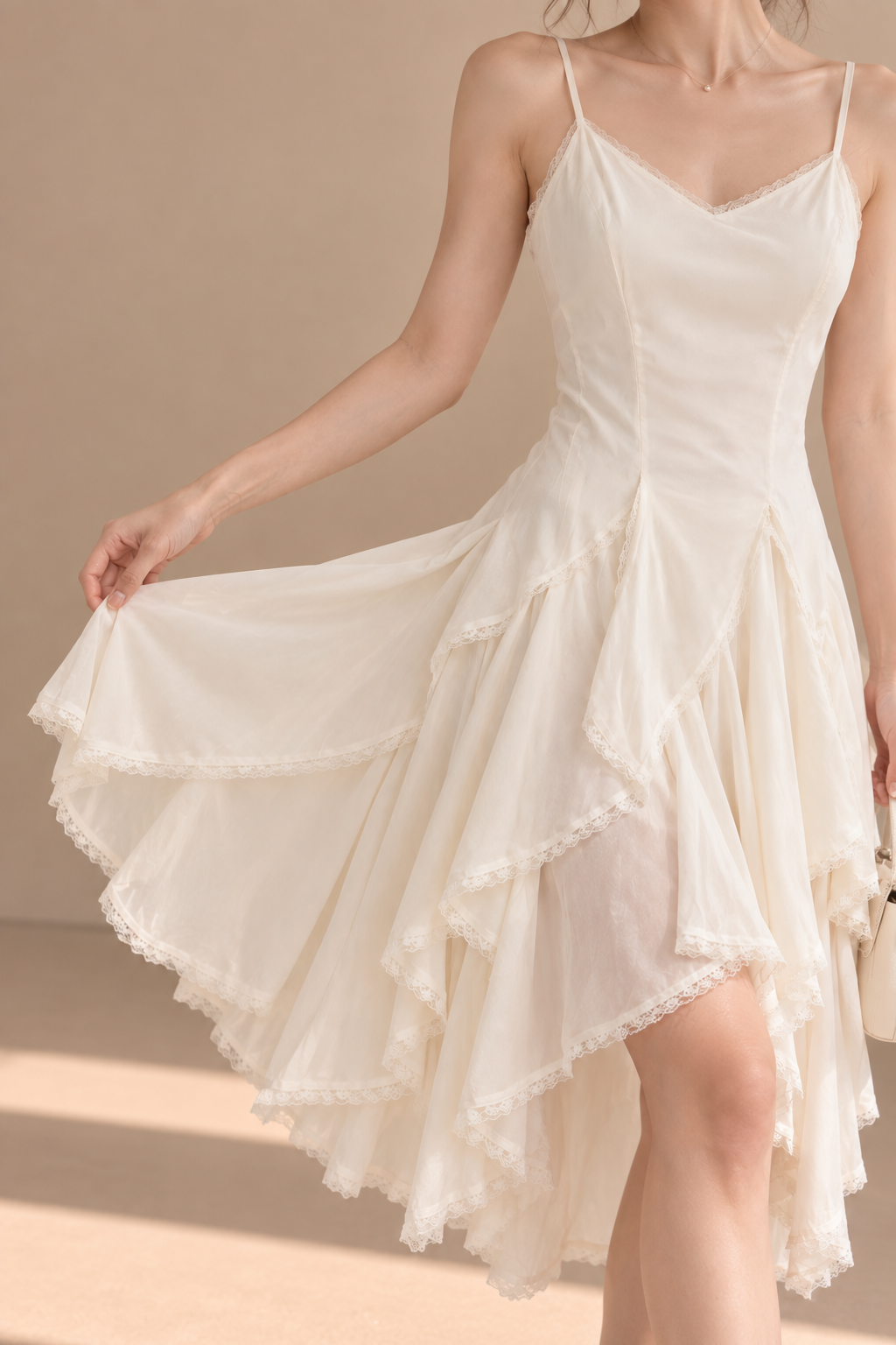 Lace-Trim V-Neck Cami Dress