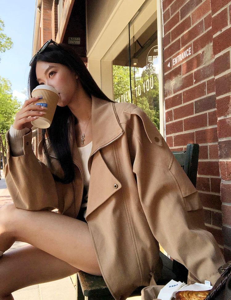 Korean Style Khaki Trench Coat