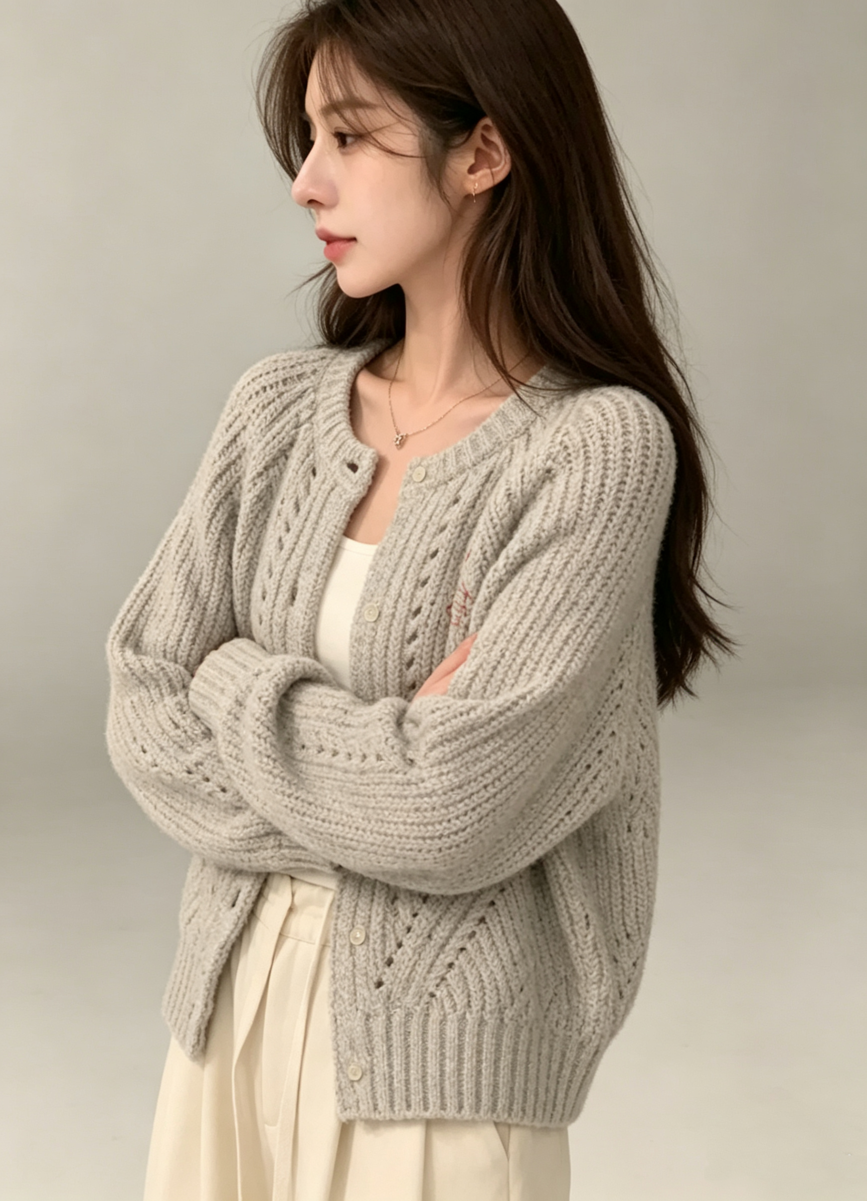 Orb Embroidered Heavy Knit Cardigan
