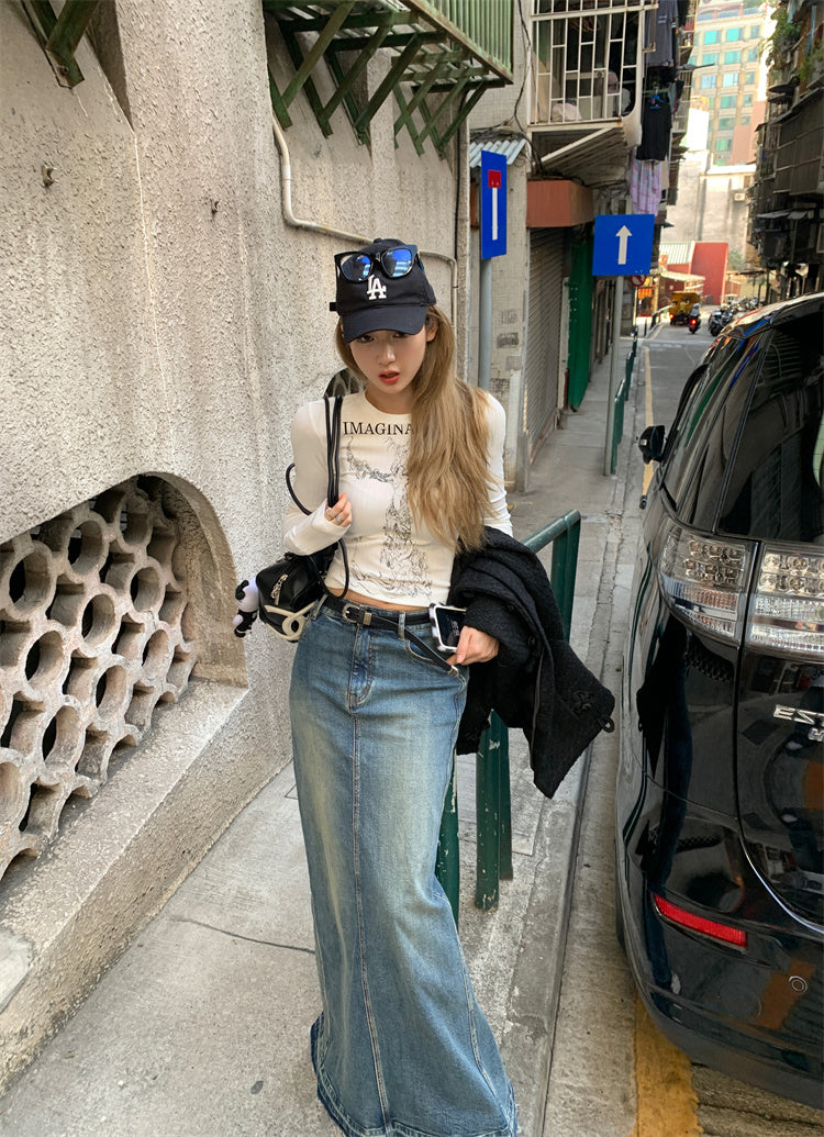 Gothic Cross Long-Sleeve Knit Top