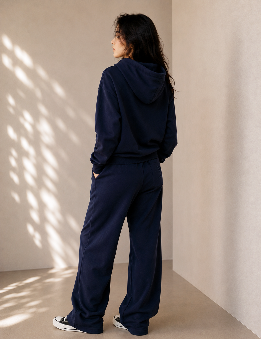Ribbon Hoodie &amp;amp; Wide-Leg Sweatpants Set