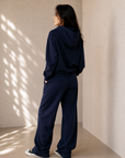 Ribbon Hoodie &amp; Wide-Leg Sweatpants Set
