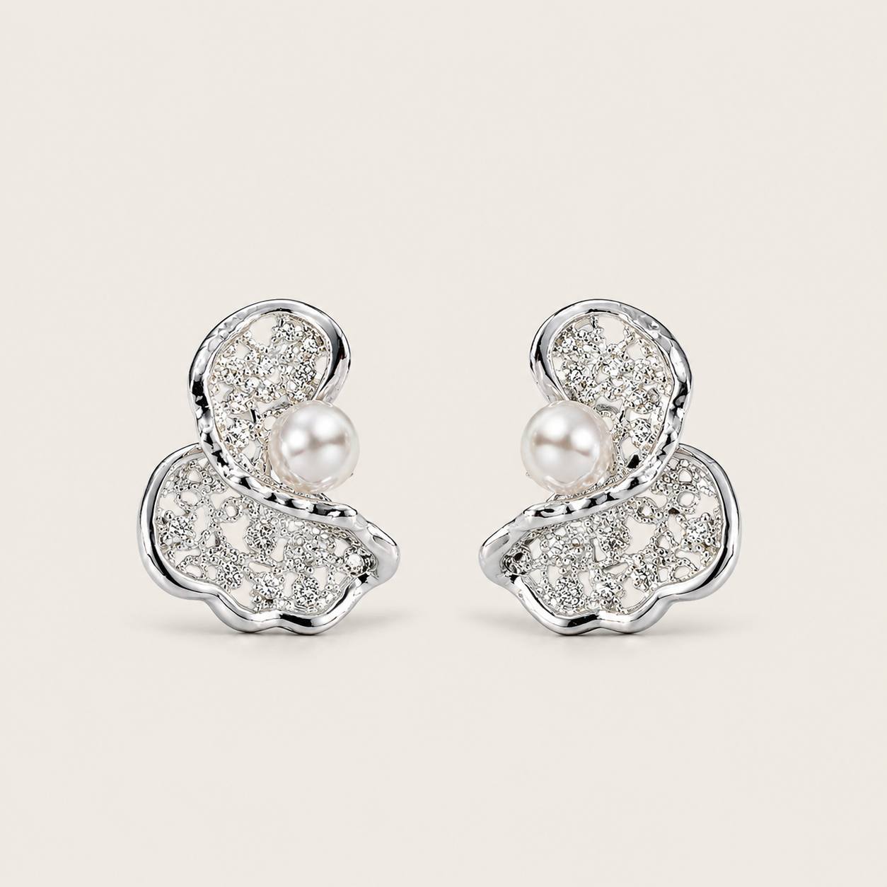 Irregular Hollow-Out Stud Earrings with 925 Silver Posts