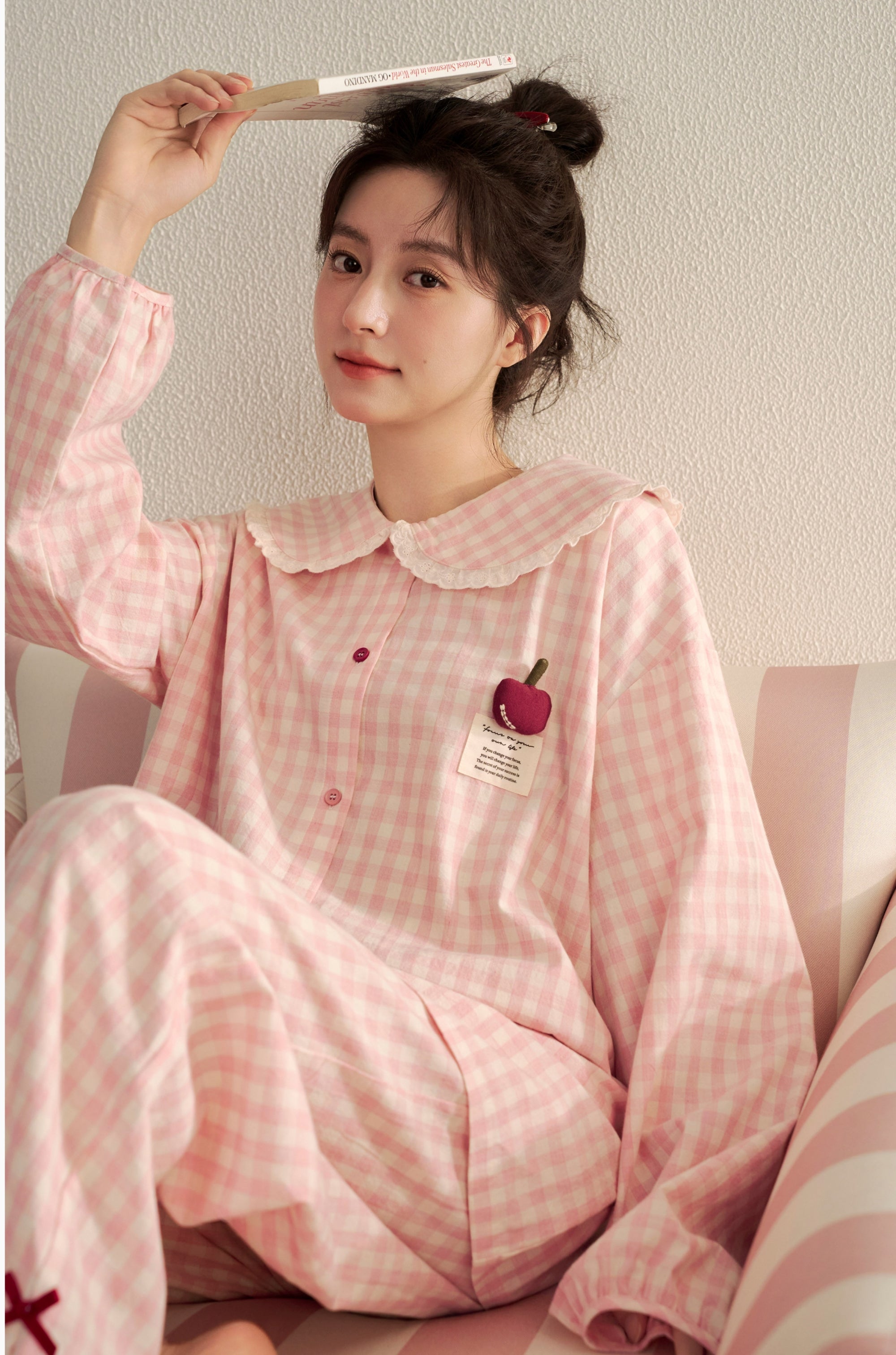 Plus-size cotton Peter collar pajama / lounewear set