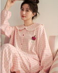 Plus-size cotton Peter collar pajama / lounewear set