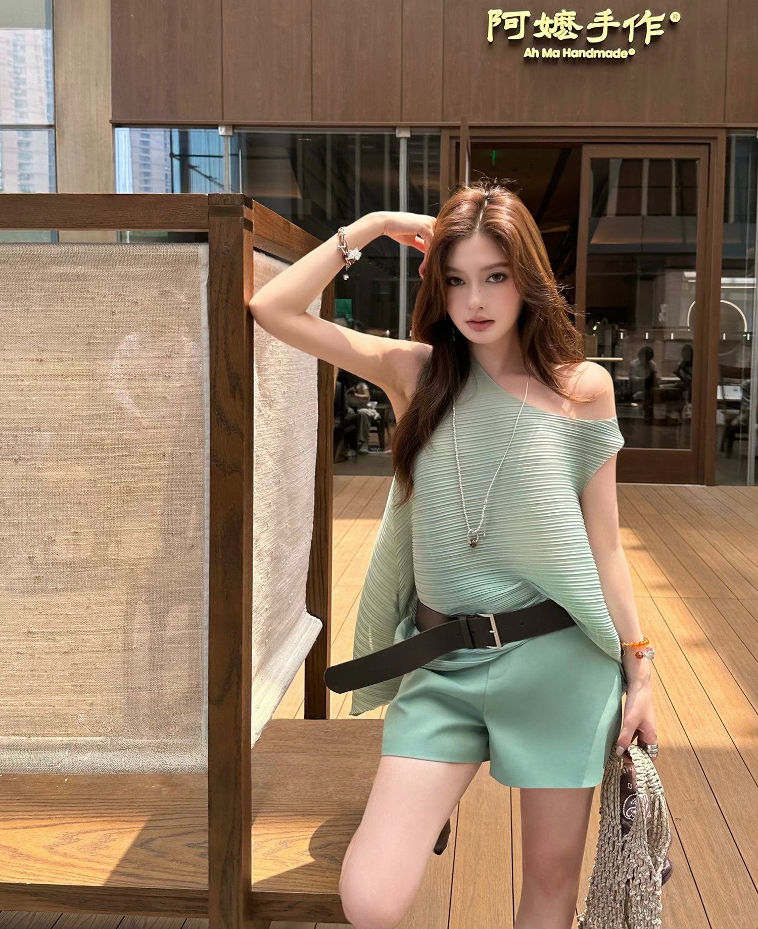 Miyake-Style Asymmetrical Pleated Top