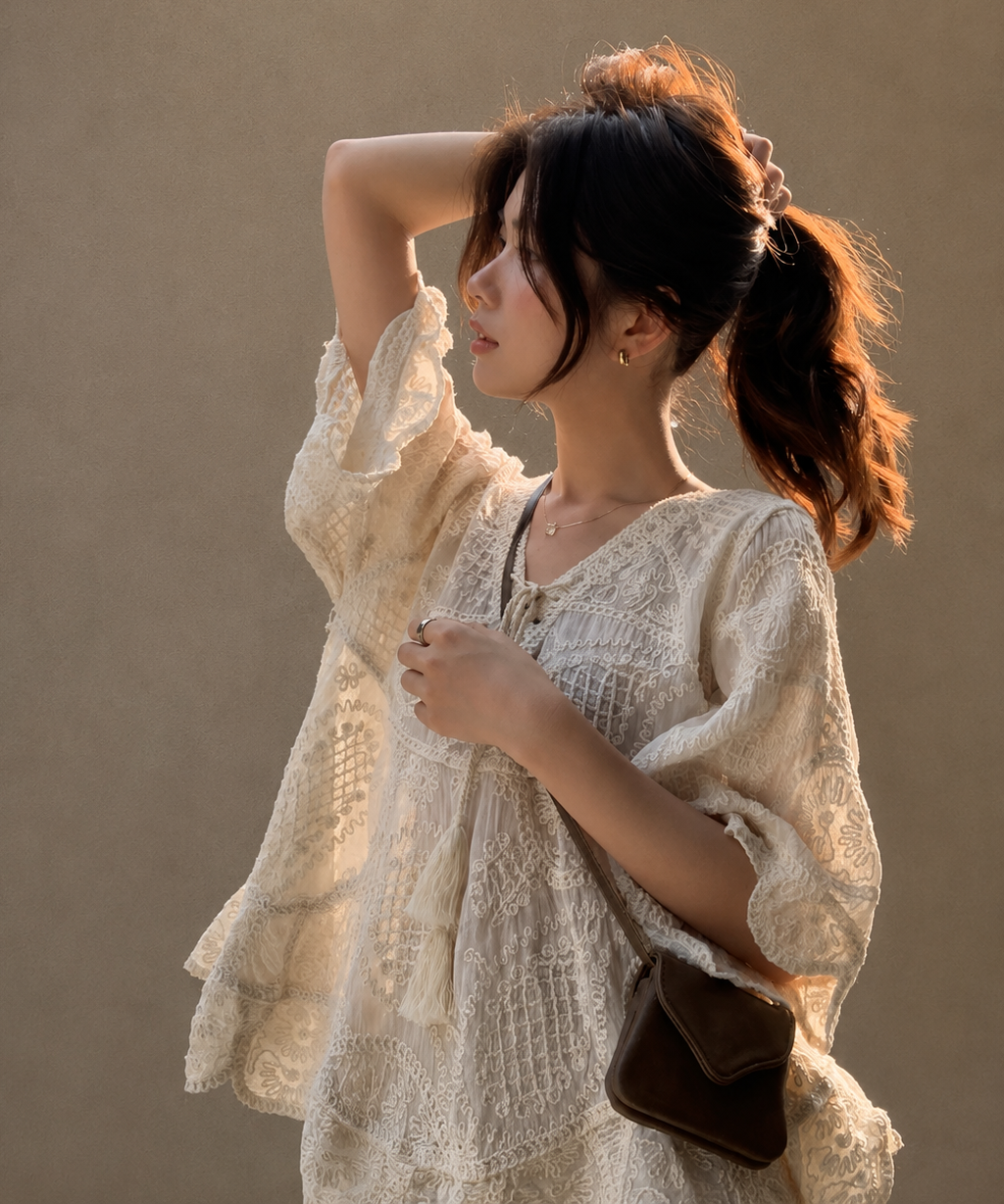 Bohemian Embroidered Crochet Top
