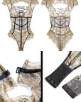 Lace-Trim Sheer Bodysuit